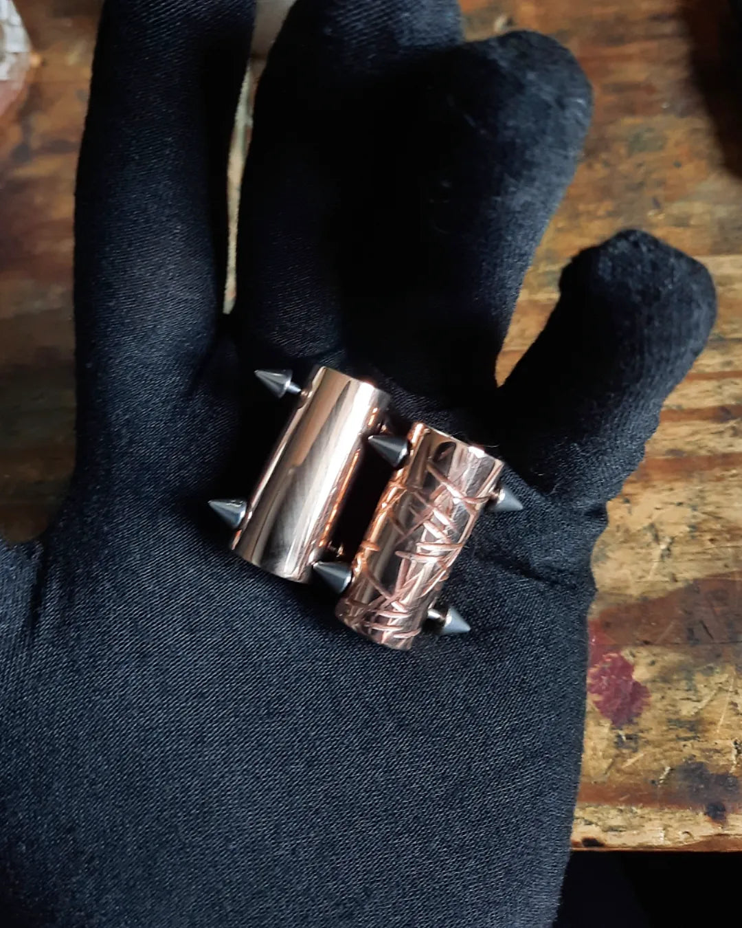 Two Bar Hair Cuffs! Brass, bronze, stainless steel, and black steel. Plain, striped, horns texture, and crystal texture