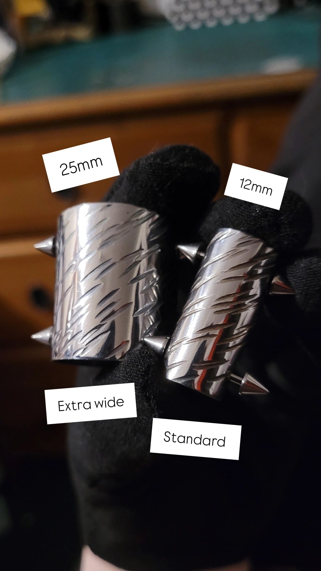 Two Bar Hair Cuffs! Brass, bronze, stainless steel, and black steel. Plain, striped, horns texture, and crystal texture