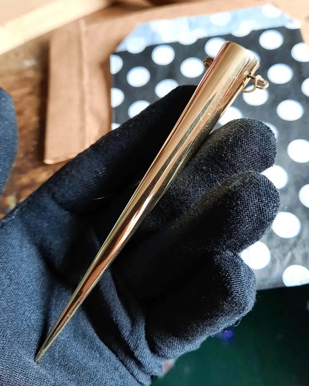 Brass Hair Spike! Gold coloured hair spike for braids and dreadlocks - Unusual, unique, hair jewellery.