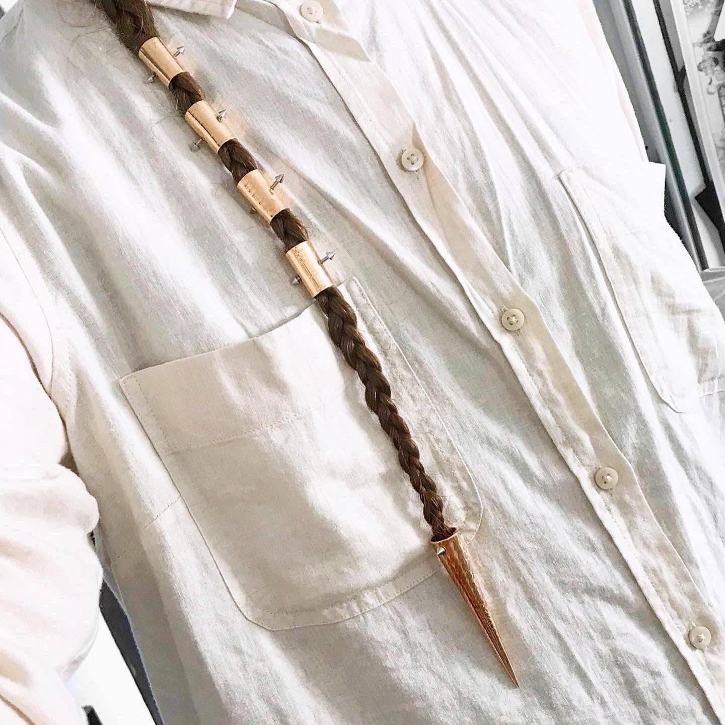 Bronze Braid/Dreadlock Spike! ,ade from upcycled bronze, reclaimed from broken cymbals