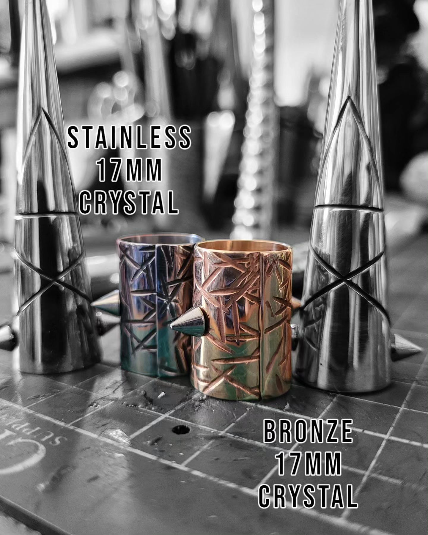 Crystal Shorties! Hair cuffs for braids or locs in brass, stainless steel, bronze, or black steel