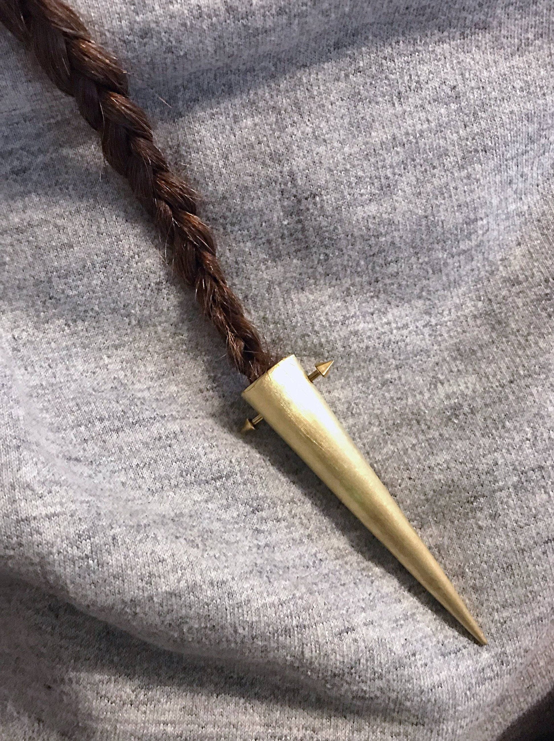 Hair Spike! For braids and dreadlocks - Unusual, unique, hair jewellery. Viking hair charm, dread beads, brass hair jewelry, larp, cosplay