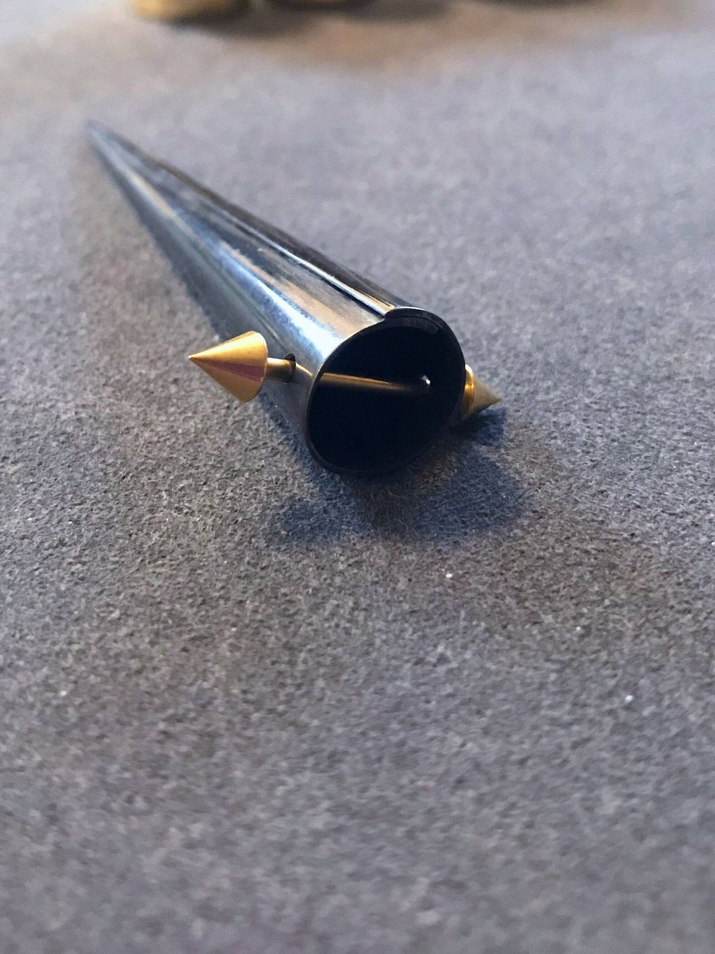 Black Steel Hair Spike! Black and gold, black and silver, or black and black hair jewelry. Viking hair, goth hair, heavy metal, dark fashion