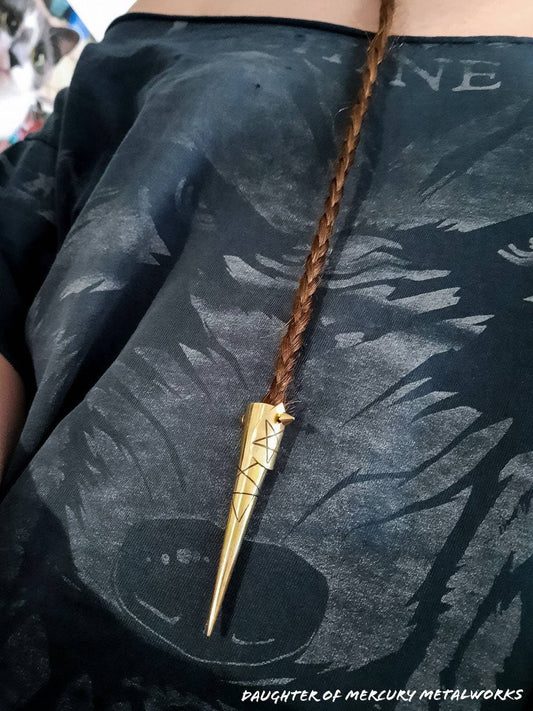 Witchy Braid Hair Spike! Pentagram spike, dreadlock jewelry, spooky hair jewelry, braid jewelry, spooky babe, viking. Brass/stainless/bronze